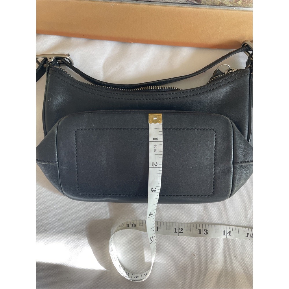 COACH Old 9844 Vintage Black Demi Baguette Leather Mini Hobo Bag Silver Hardware - Picture 14 of 14